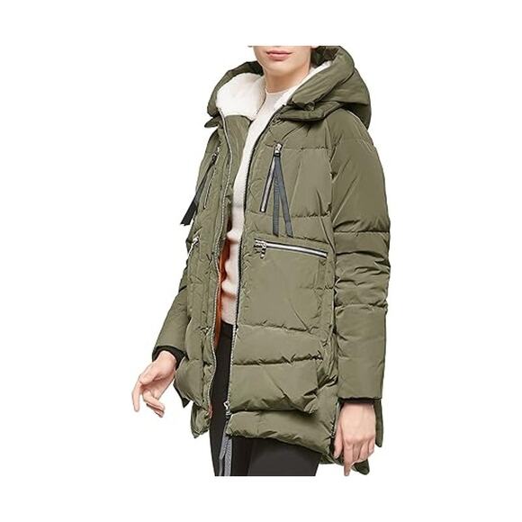 OROLAY Women's XS Thickened Down  Hooded Coat Army Green Orange Lining - Picture 1 of 13